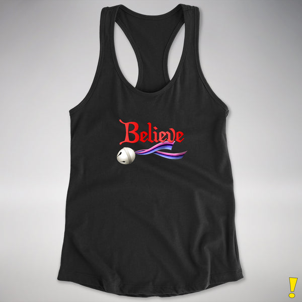 Believe Omnisexial Pride Flag Jingle Bell Racerback Tank - Black